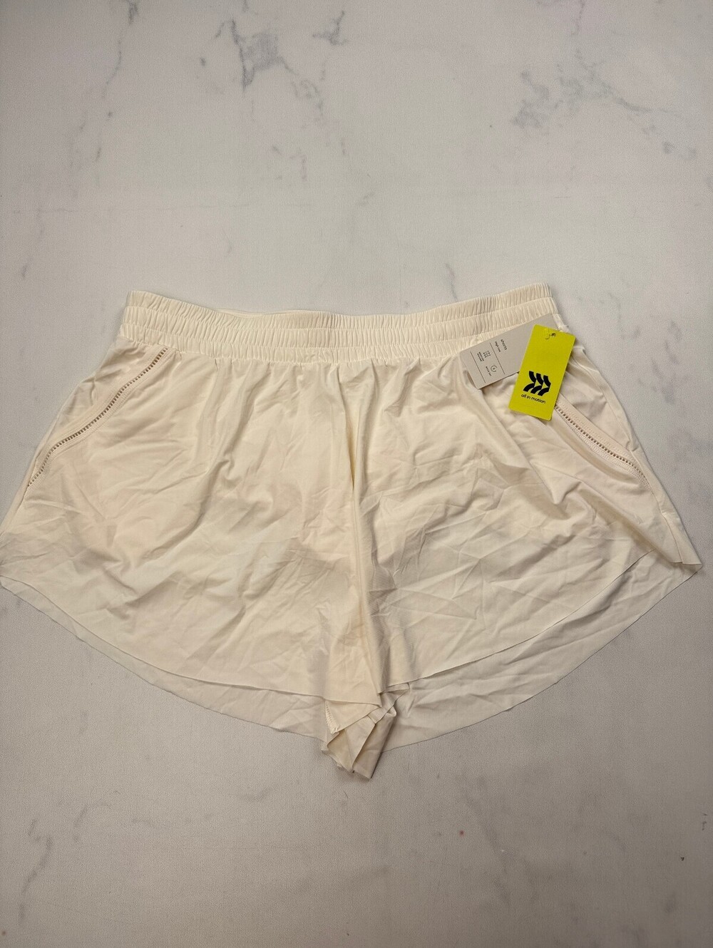 All In Motion Athletic Shorts Cream Current Standout Style - Womens XL